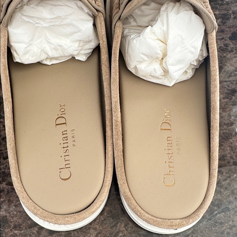 Christian Dior Dior boy slide mocassin loafer flats corde beige suede sz 40 - Picture 5 of 9